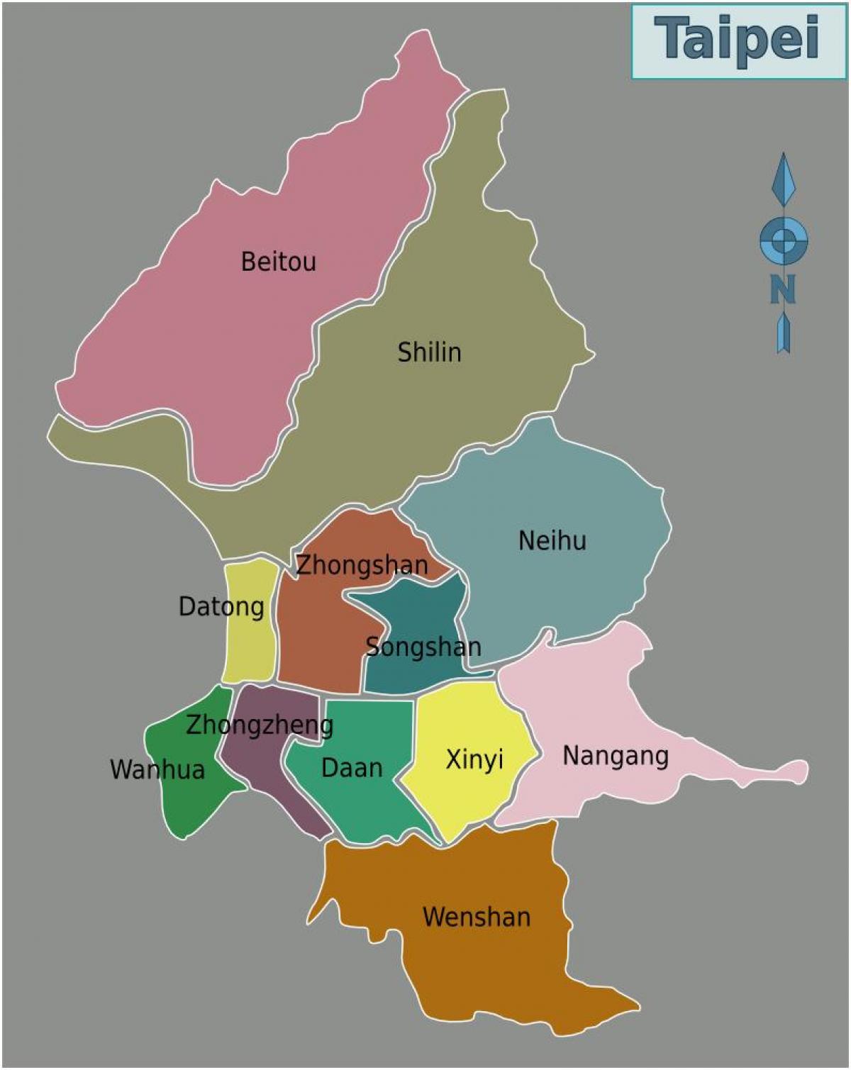 Mapa de distrito de la ciudad de Taipei