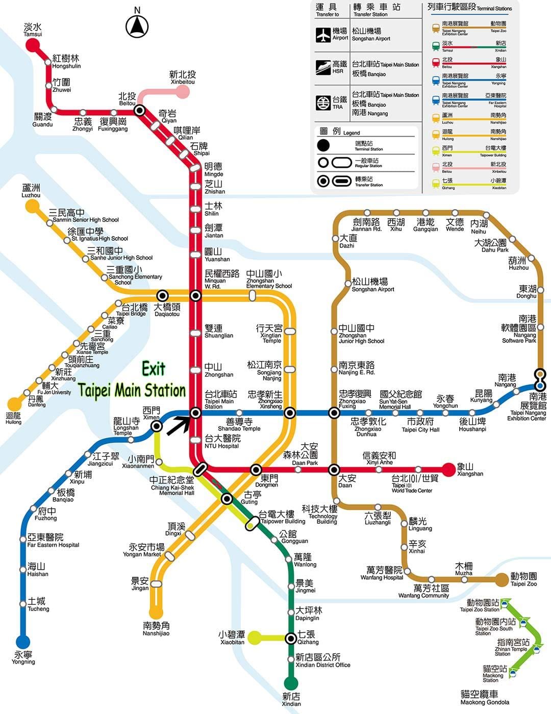 Taipei estación principal de tren mapa