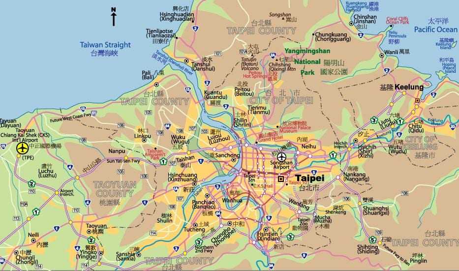 Mapa del centro de Taipei