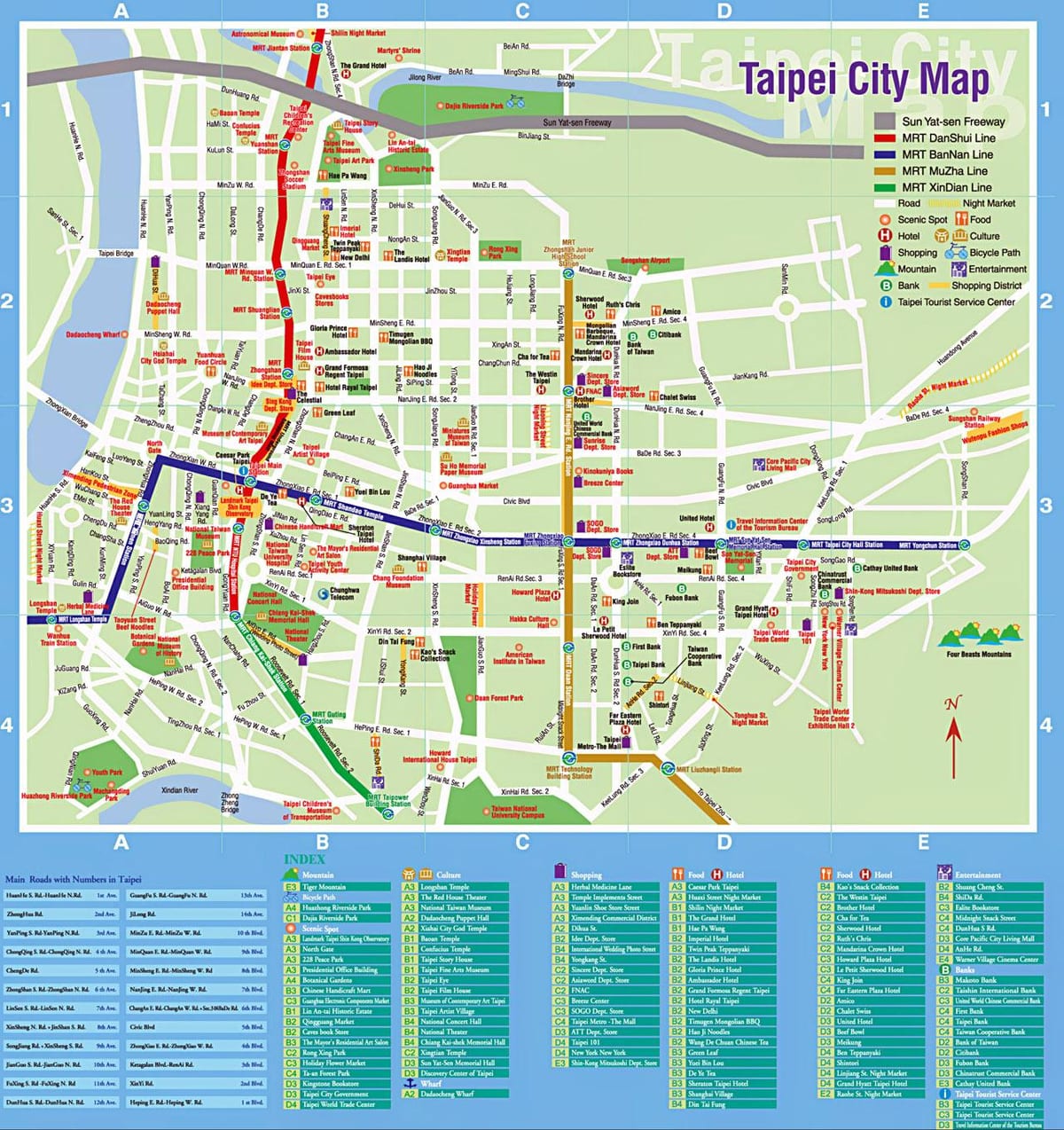 mapa de la ciudad de Taipei turístico