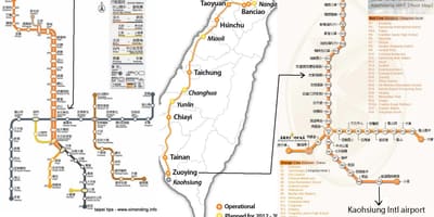 Mapa de Taipéi de alta velocidad de la estación de tren